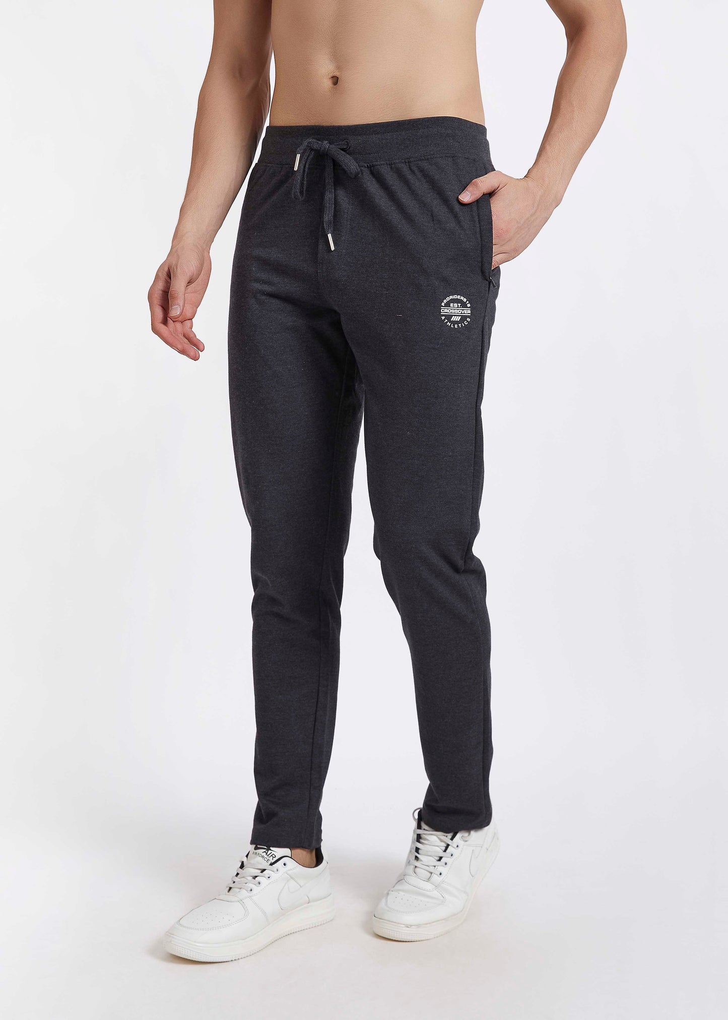Men Dark Gray Slim Fit Casual Track Pant