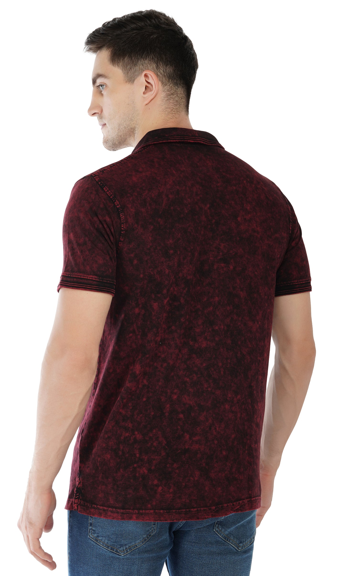 Tie-Dye Polo T-Shirt Wine