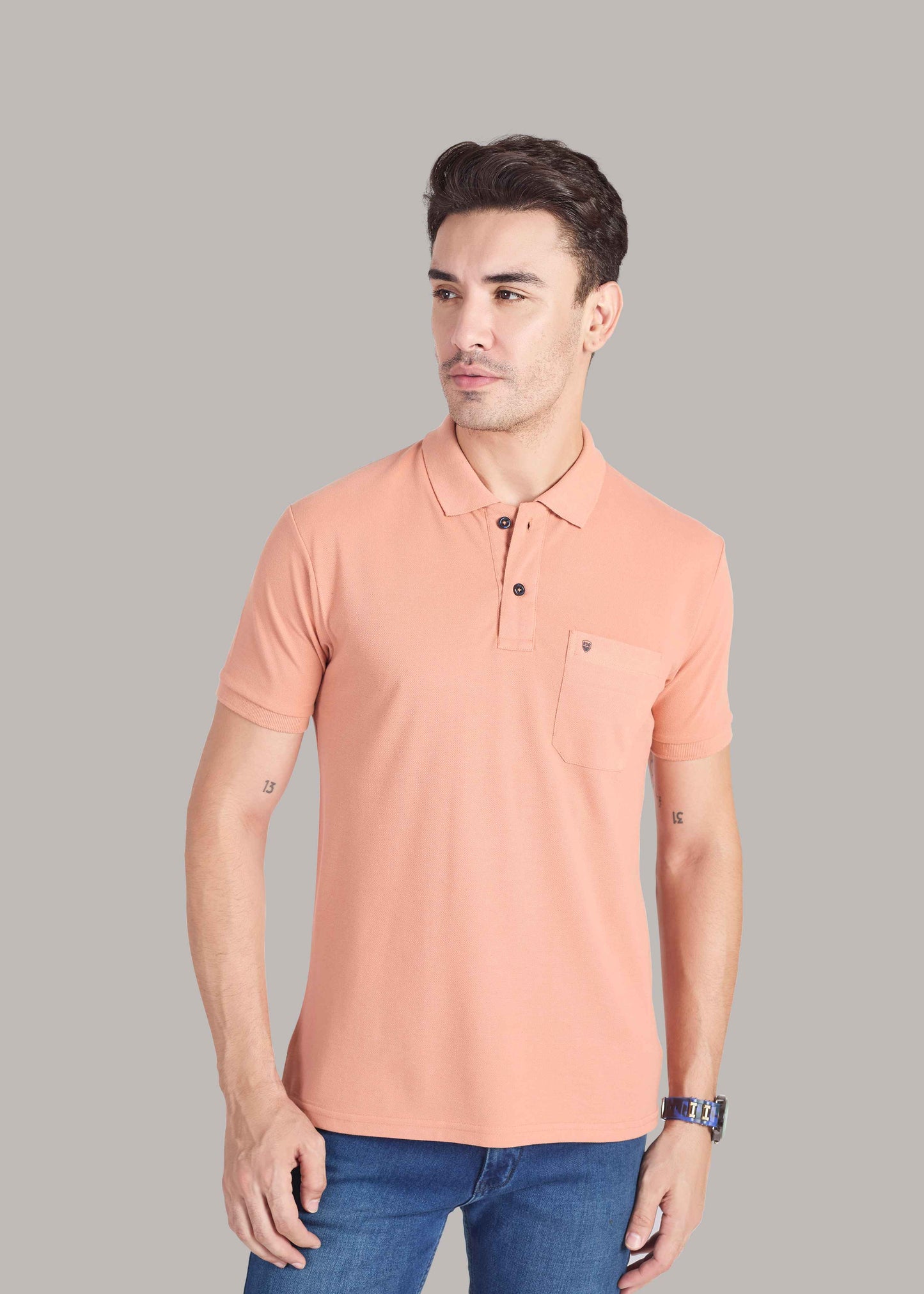 Vibrant Light Orange Pocket Polo New-Orange