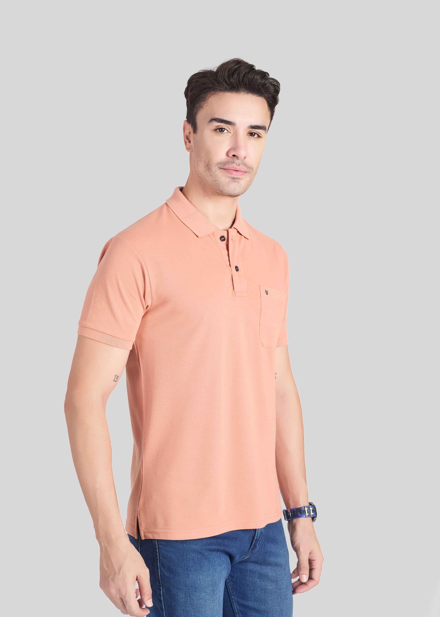 Vibrant Light Orange Pocket Polo New-Orange