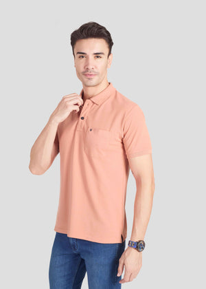 Vibrant Light Orange Pocket Polo New-Orange
