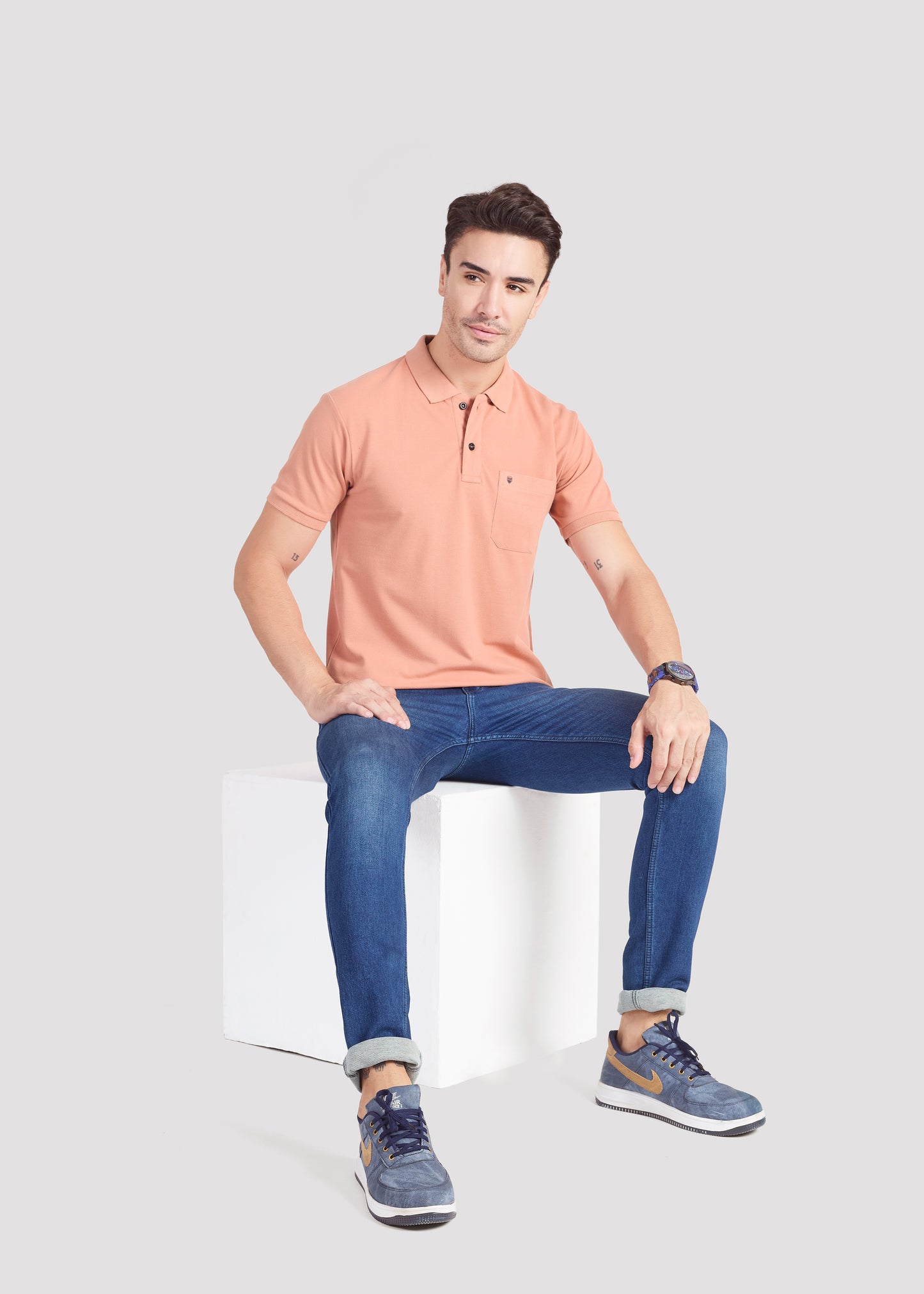 Vibrant Light Orange Pocket Polo New-Orange