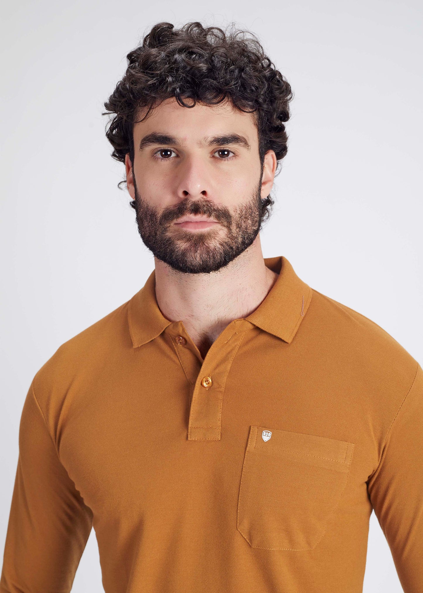 Solid Full Sleeve Pocket Polo – Amber