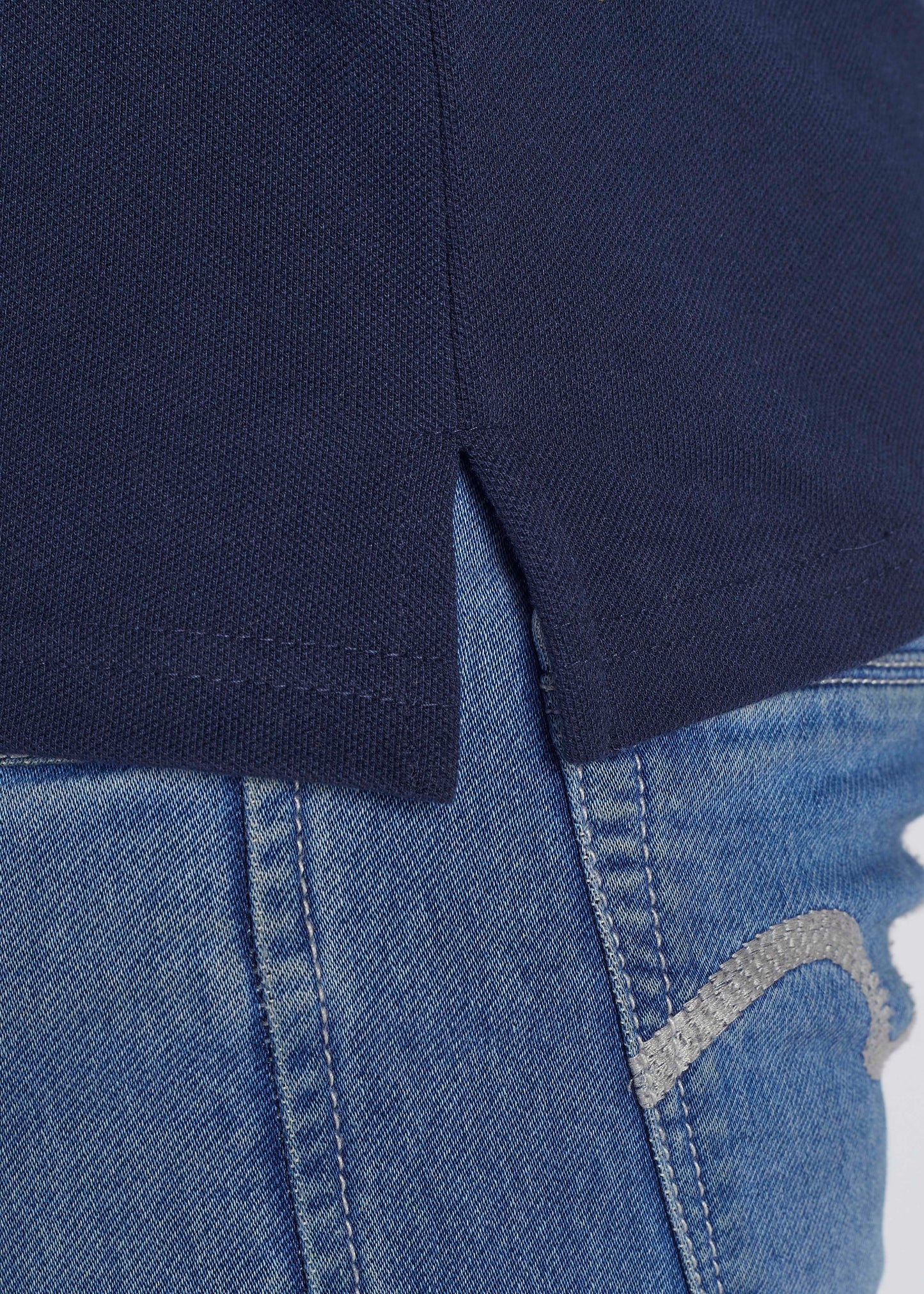 Solid Full Sleeve Pocket Polo - Navy Blue