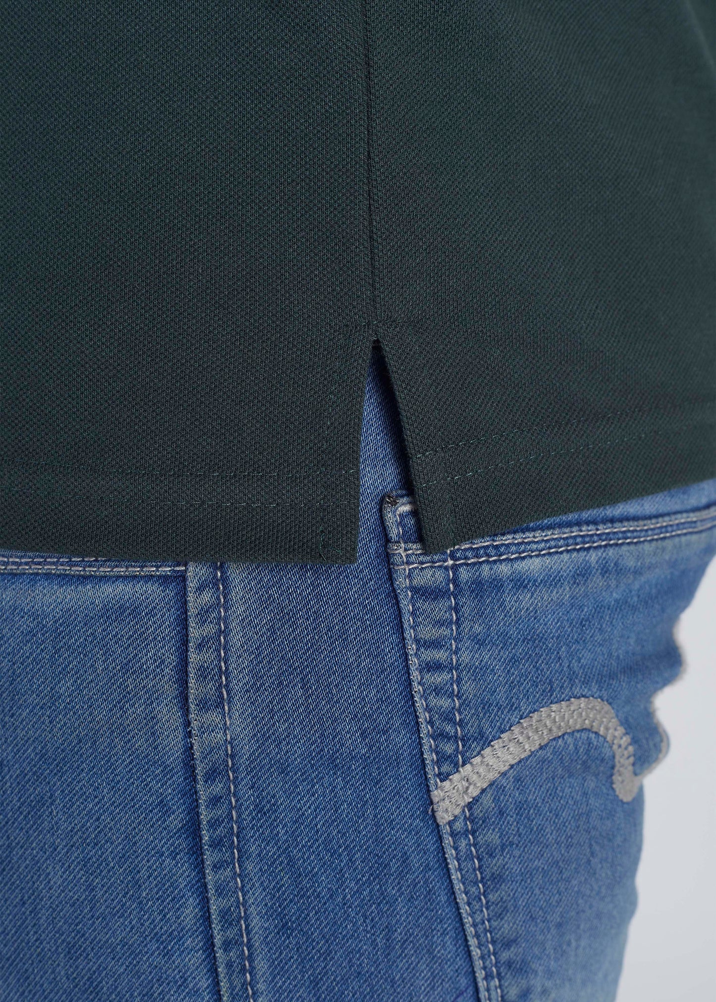 Solid Full Sleeve Pocket Polo - Bottle Green