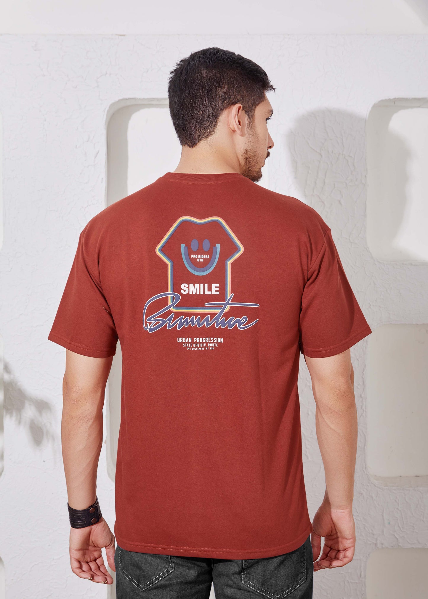 Men's Printed Oversized T-Shirt-Rust