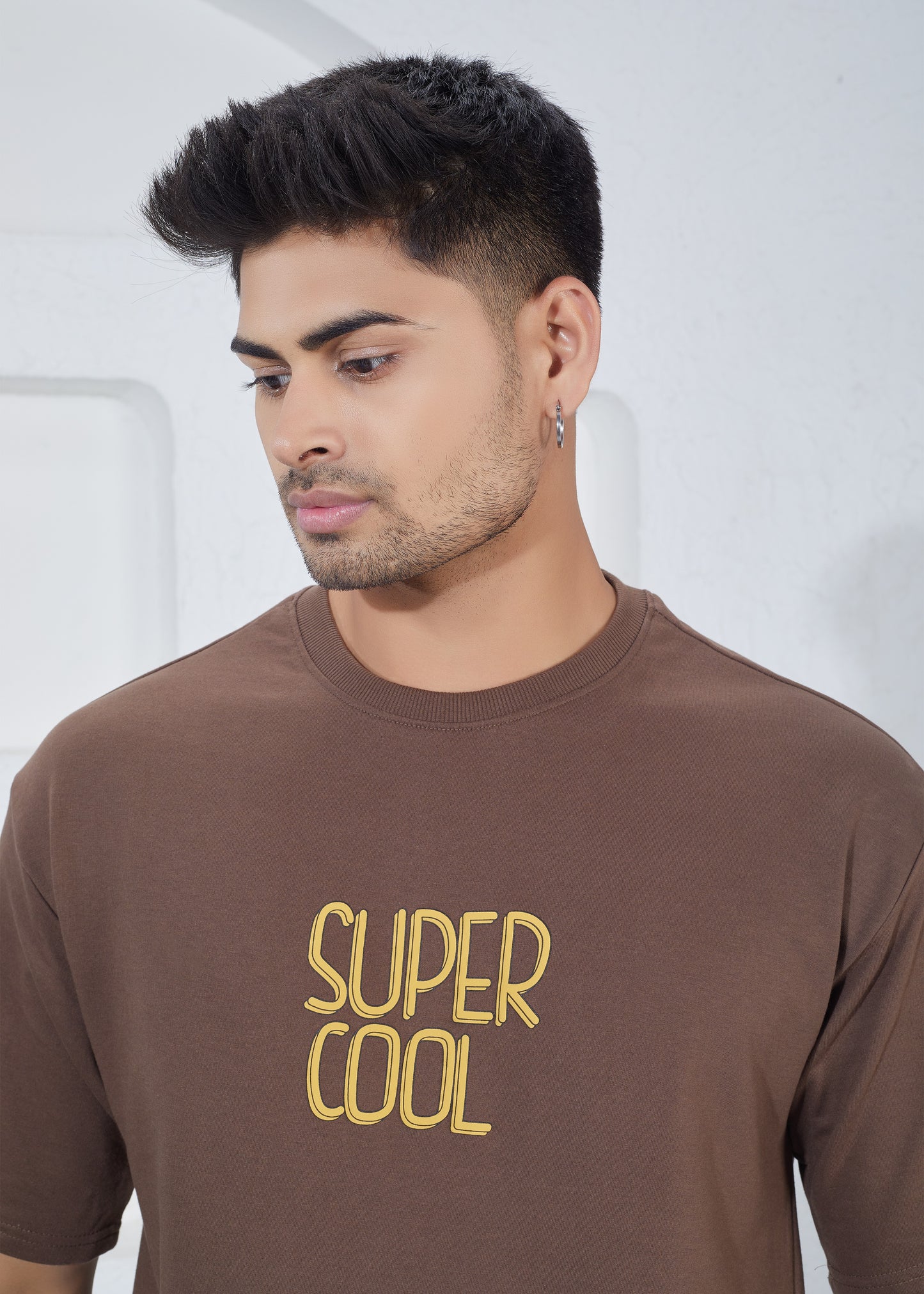 Men’s Oversized T-Shirt & Shorts Co-ord Set - Brown