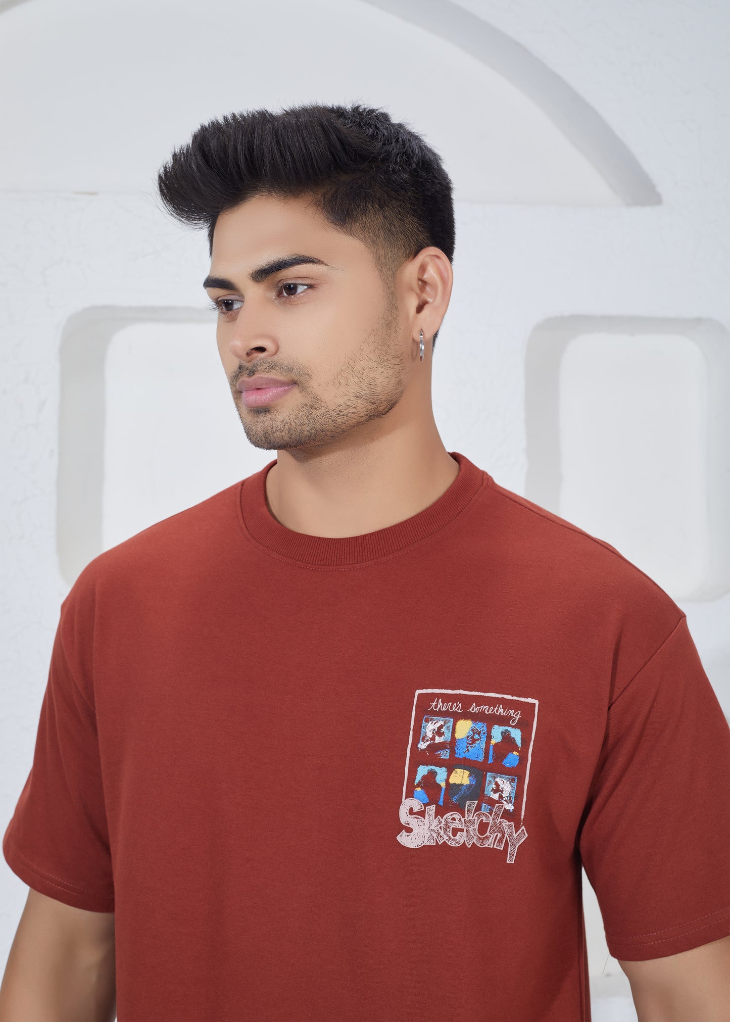 Men’s Oversized T-Shirt & Shorts Co-ord Set - Rust