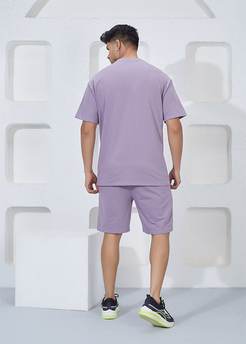 Men’s Oversized T-Shirt & Shorts Co-ord Set - Purple