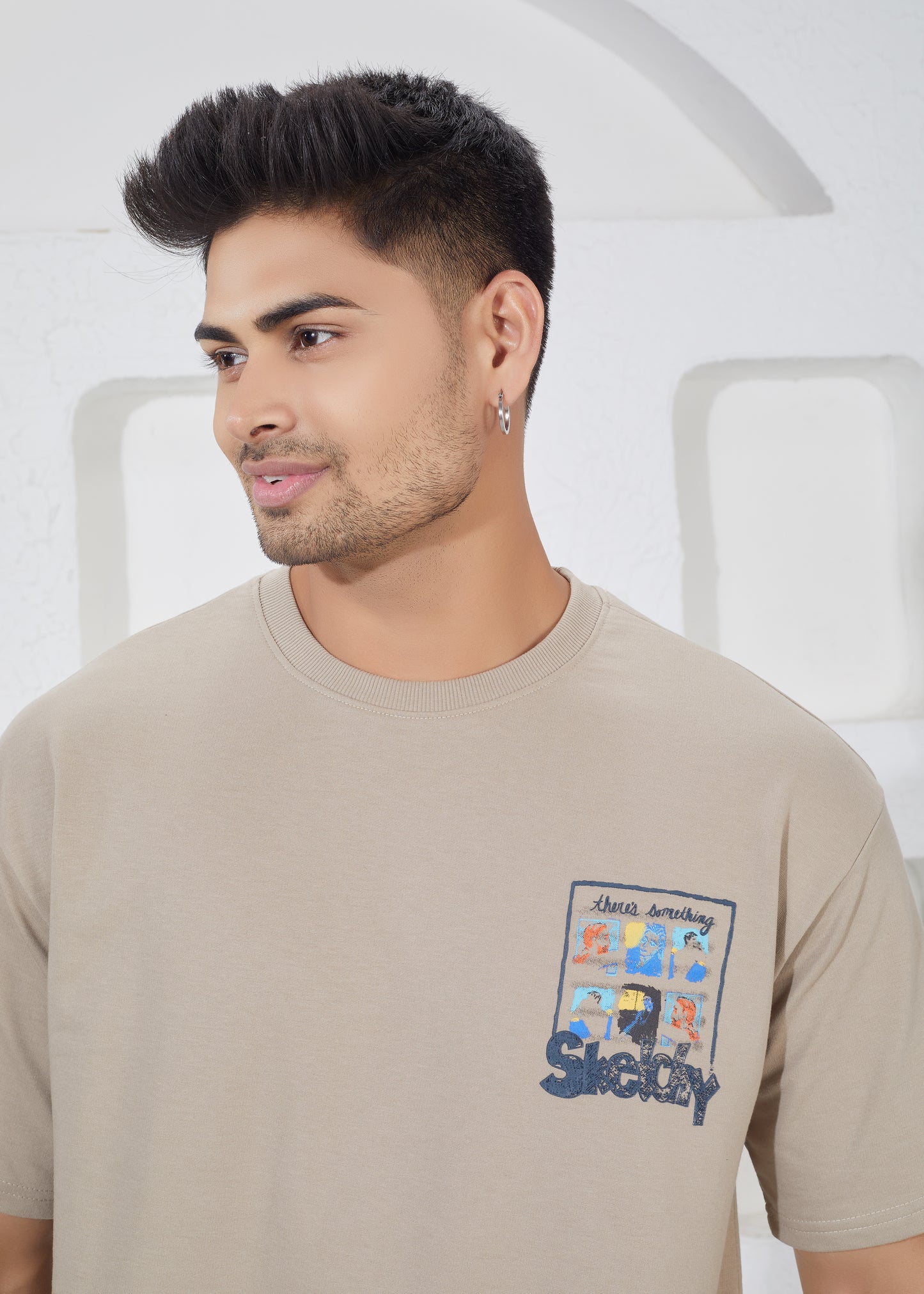 Men’s Oversized T-Shirt & Shorts Co-ord Set - Beige