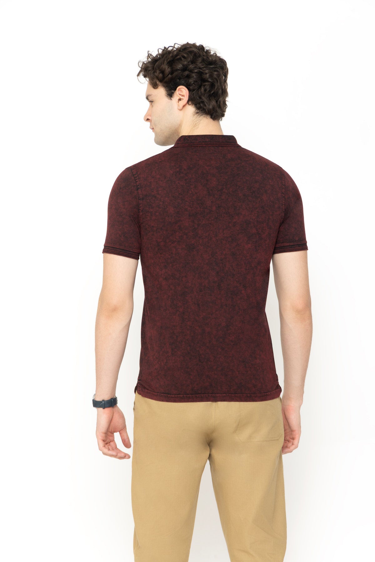 Tie-Dye Polo T-Shirt Wine