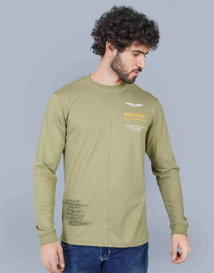 Self Knit Full Sleeve T-Shirt - Pista