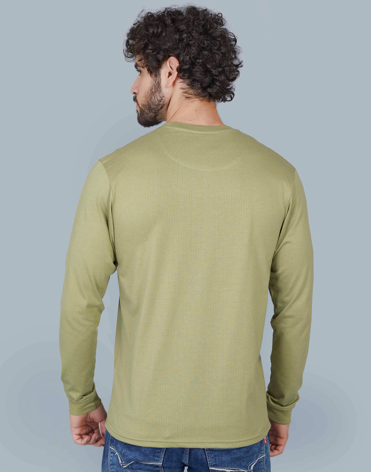 Self Knit Full Sleeve T-Shirt - Pista