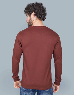 Self Knit Full Sleeve T-Shirt - Rust