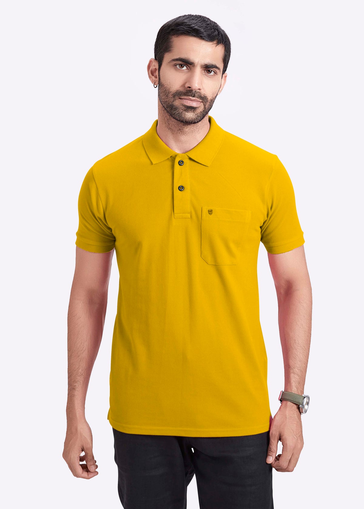 Men's Polo T-Shirt with Pocket - Mustard