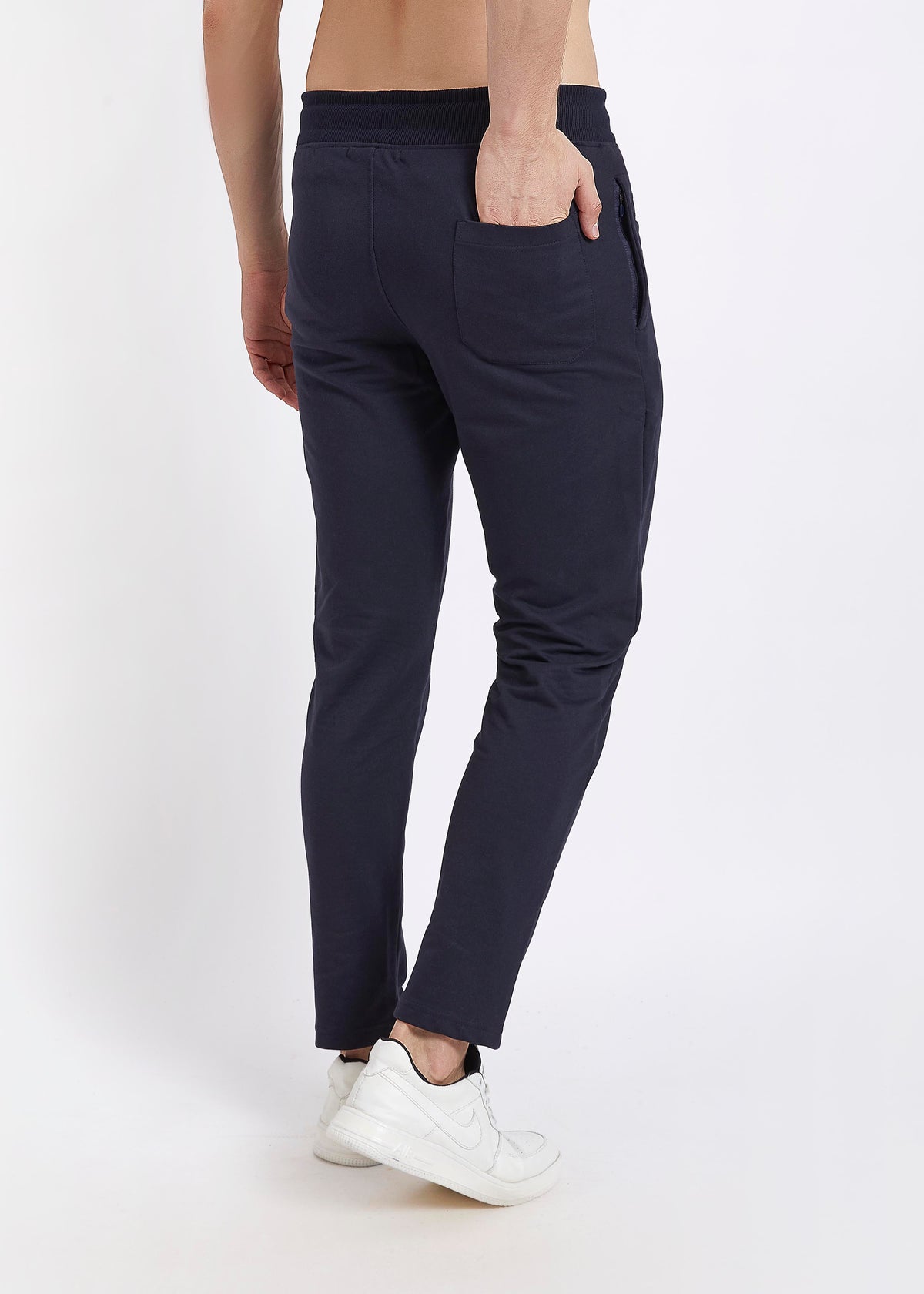 Men Navy Slim Fit Casual Track Pant