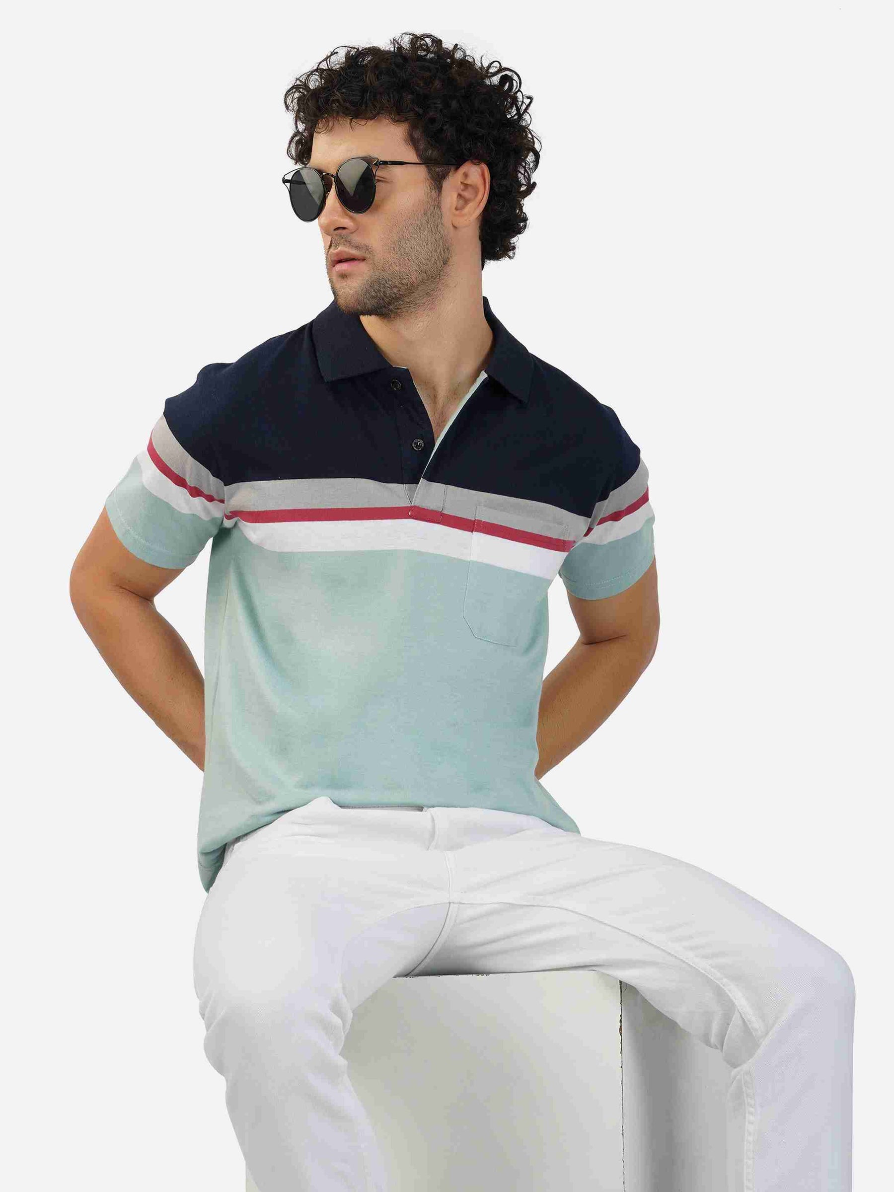 Stripe Polo With Pocket