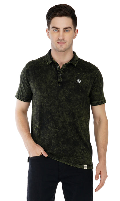 Tie-Dye Polo T-Shirt Olive