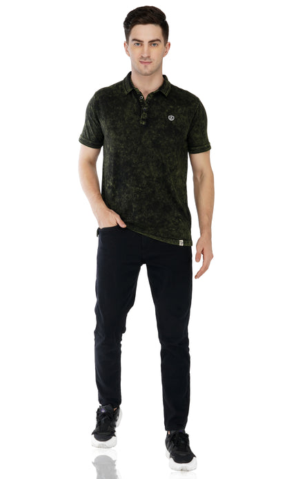 Tie-Dye Polo T-Shirt Olive