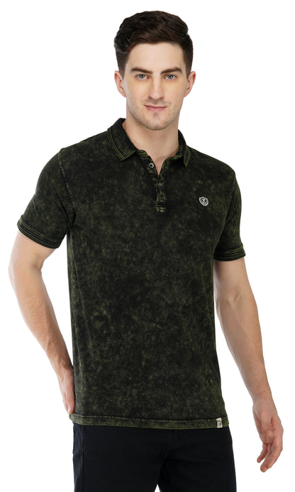Tie-Dye Polo T-Shirt Olive