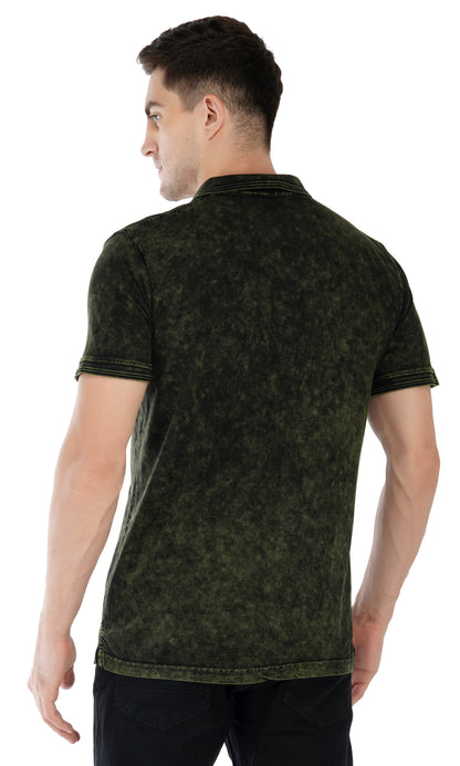 Tie-Dye Polo T-Shirt Olive
