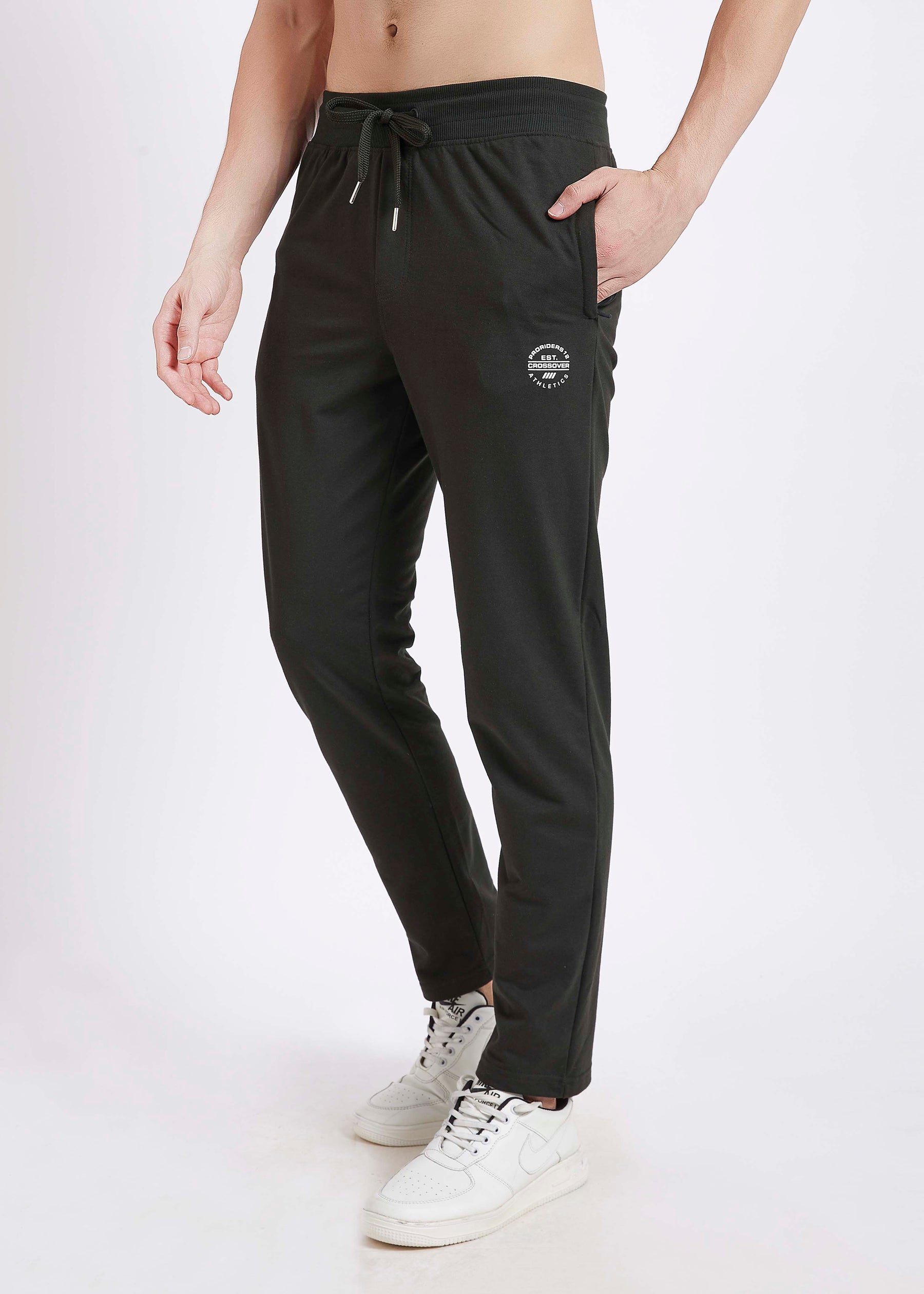 Men Olive Slim Fit Casual Track Pant