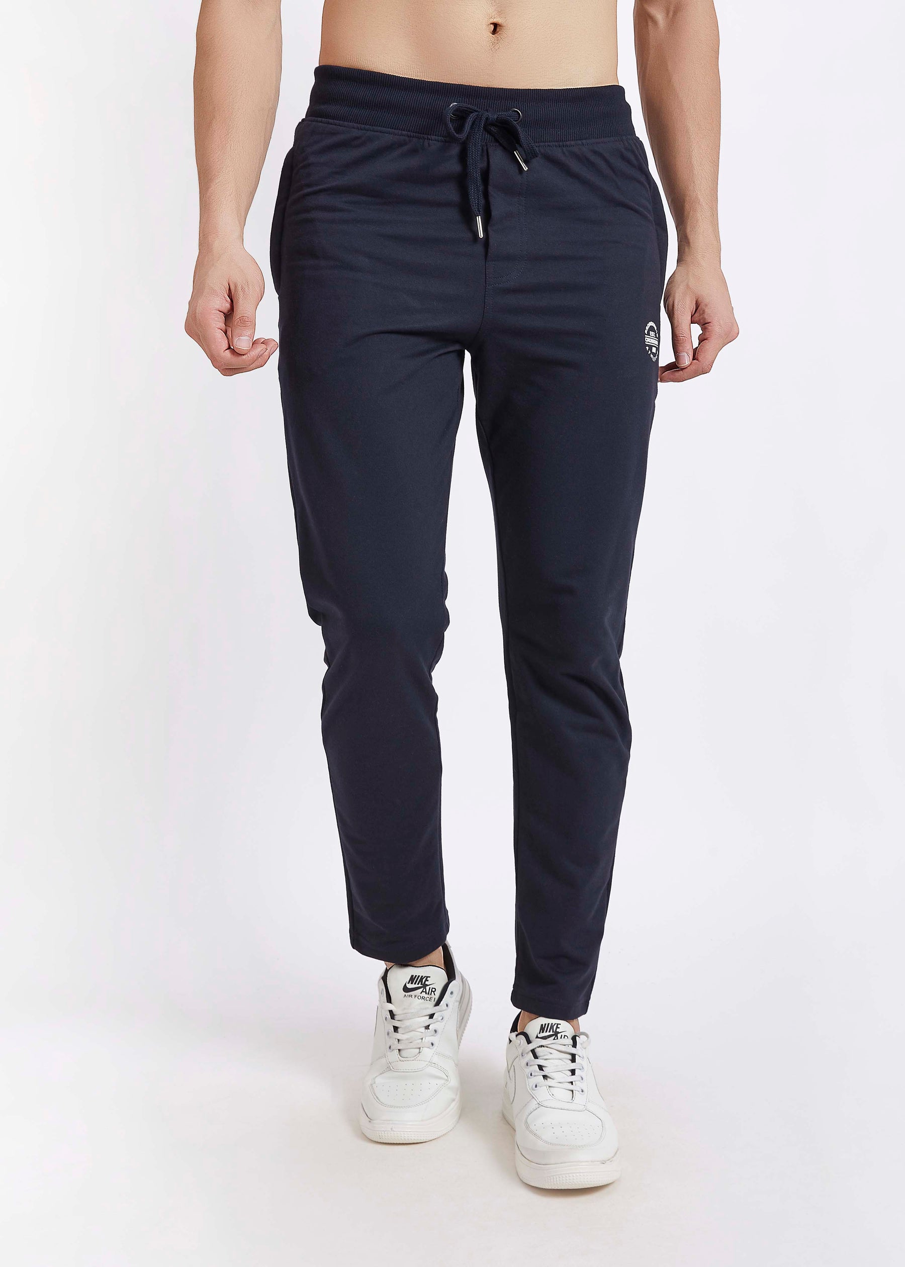 Men Navy Slim Fit Casual Track Pant