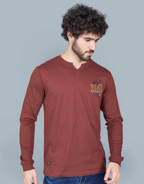 Self Knit Full Sleeve T-Shirt - Rust