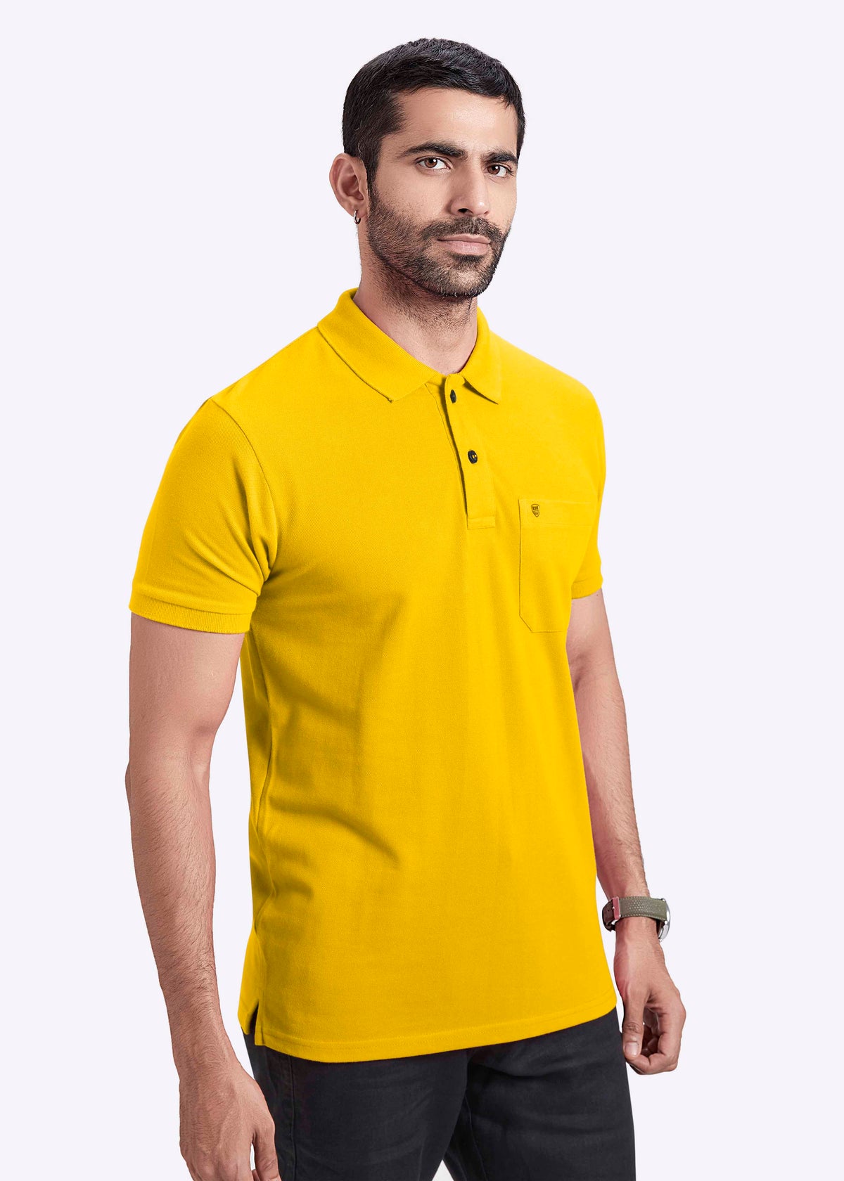 Solid Polo With Pocket - Mustard