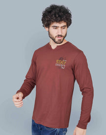 Self Knit Full Sleeve T-Shirt - Rust