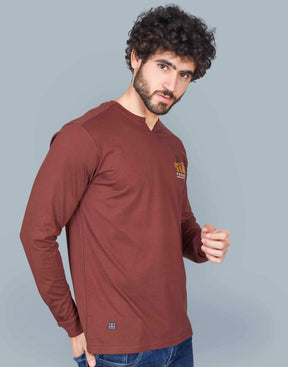 Self Knit Full Sleeve T-Shirt - Rust