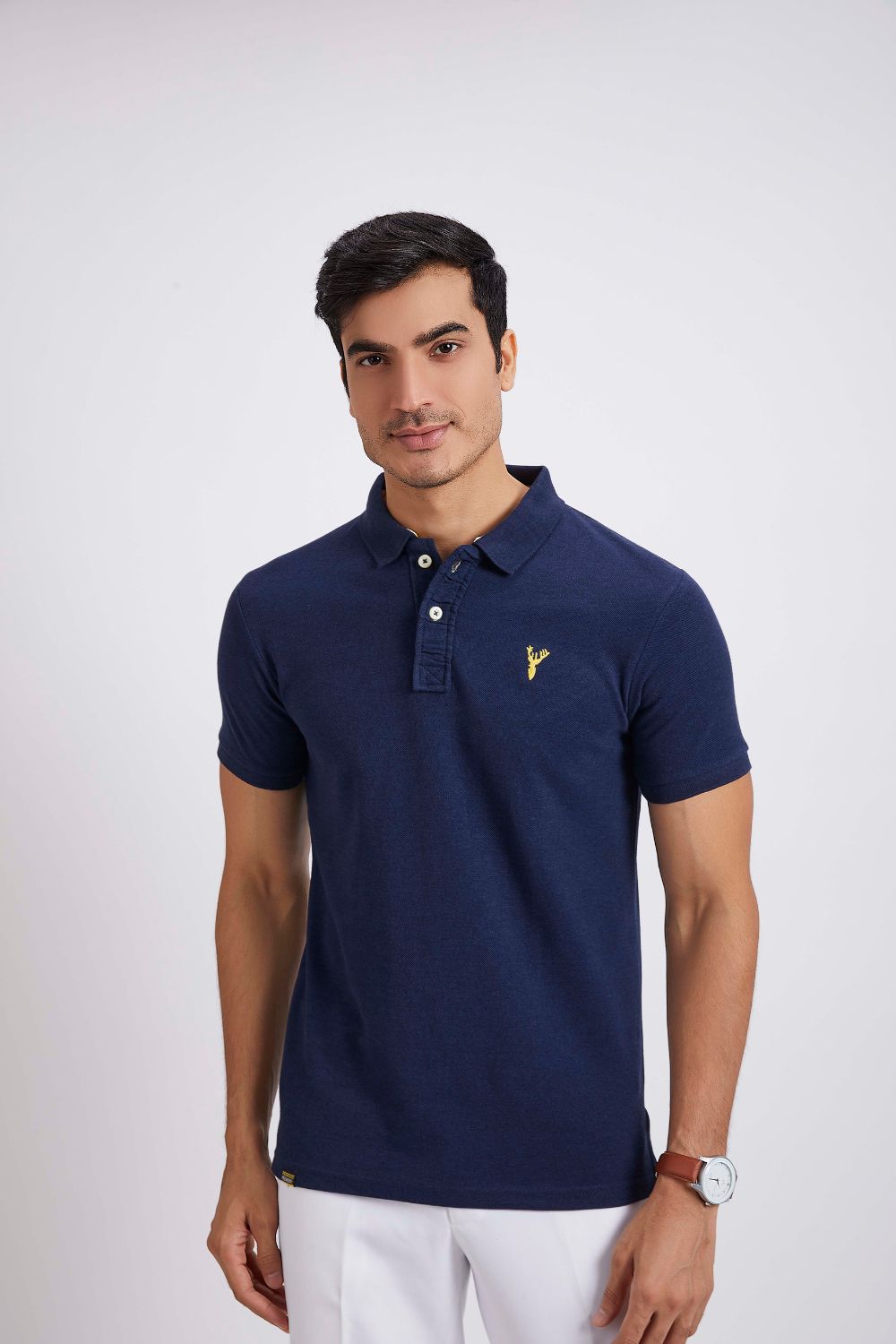 Slim Fit Pique Polo T-shirt - Denim