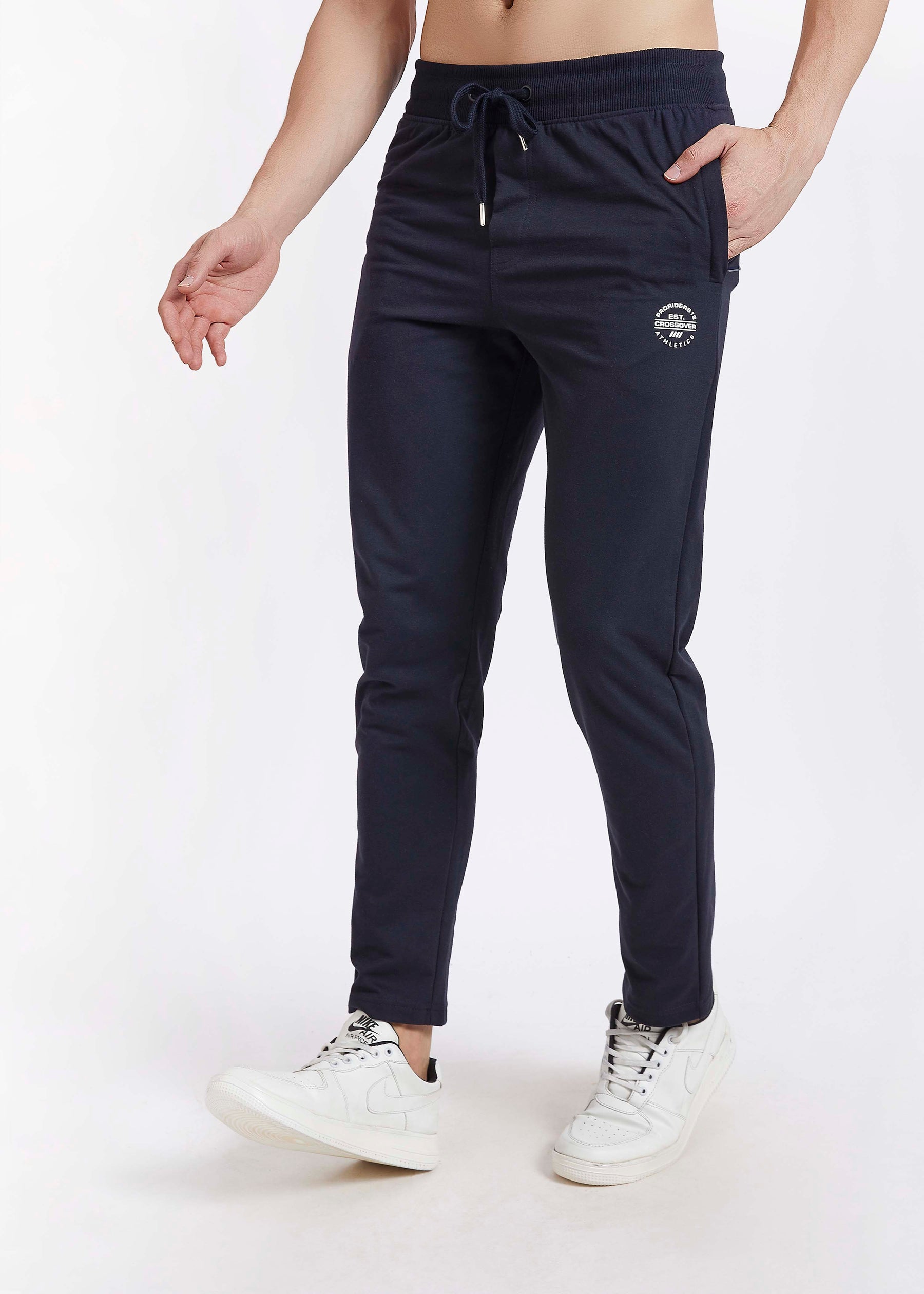 Men Navy Slim Fit Casual Track Pant