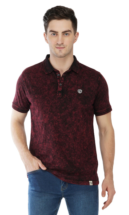 Tie-Dye Polo T-Shirt Wine