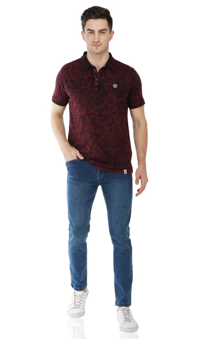 Tie-Dye Polo T-Shirt Wine