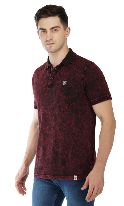 Tie-Dye Polo T-Shirt Wine