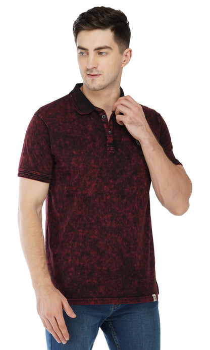 Tie-Dye Polo T-Shirt Wine