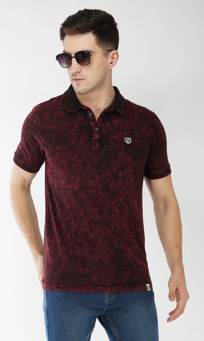 Tie-Dye Polo T-Shirt Wine