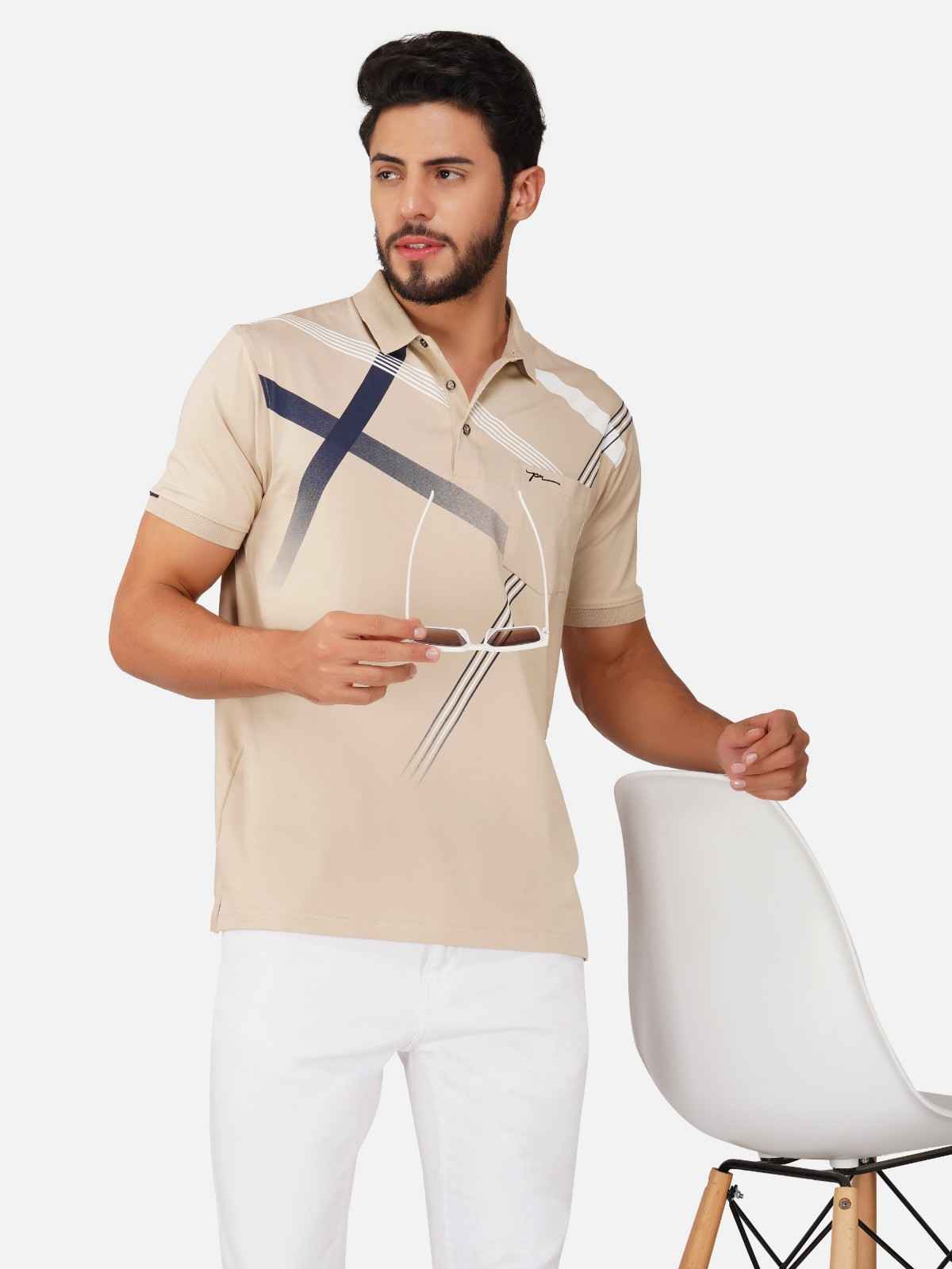 Men's Polo Printed Tshirt with Pocket