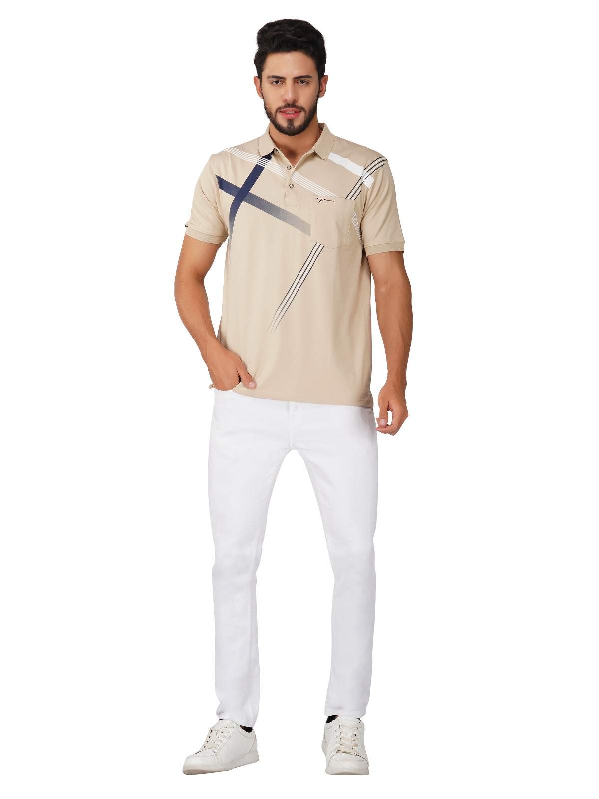 Men's Polo Printed Tshirt with Pocket