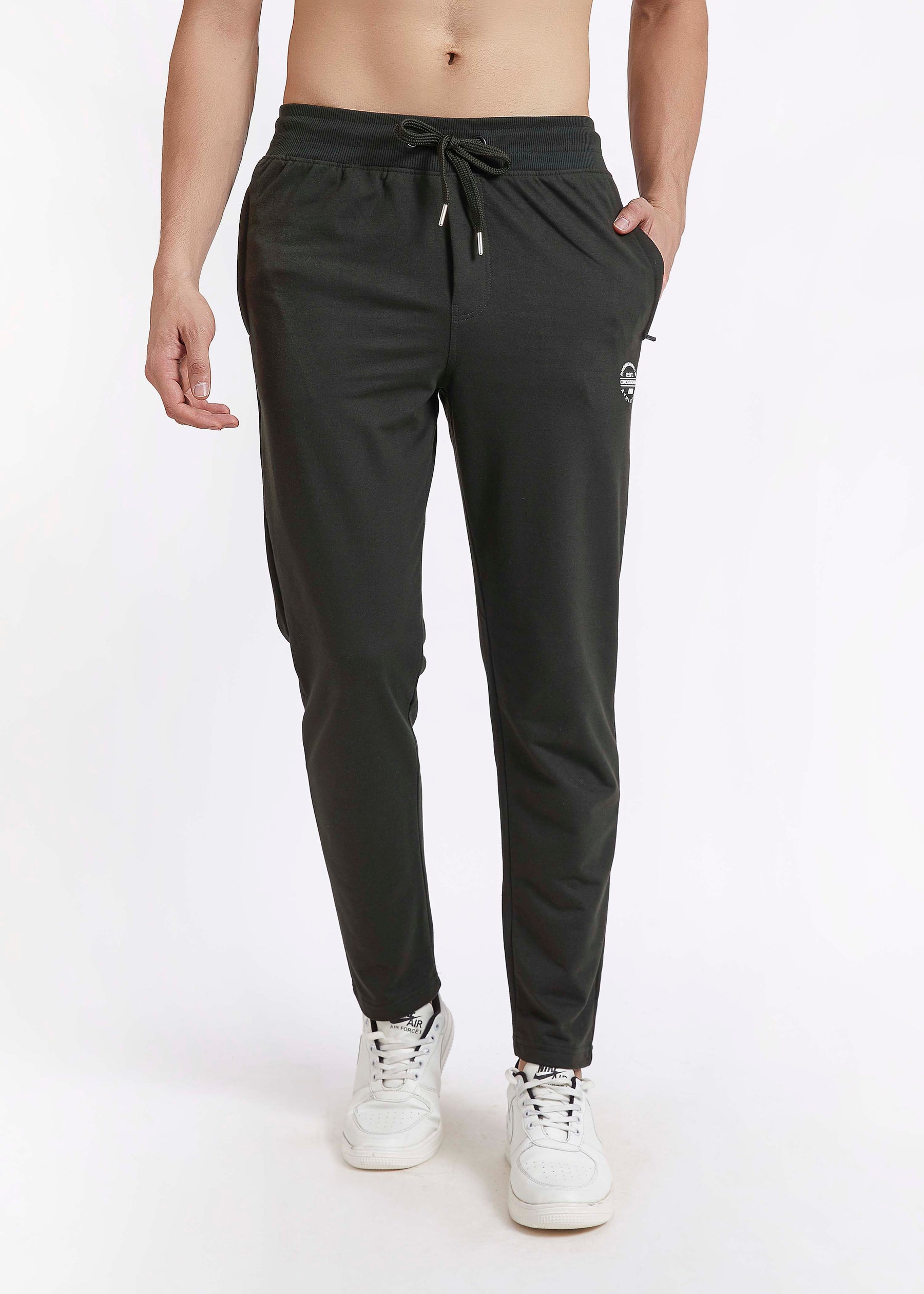 Men Olive Slim Fit Casual Track Pant