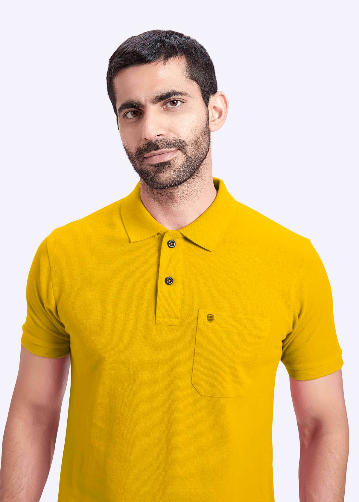 Men's Polo T-Shirt with Pocket - Mustard