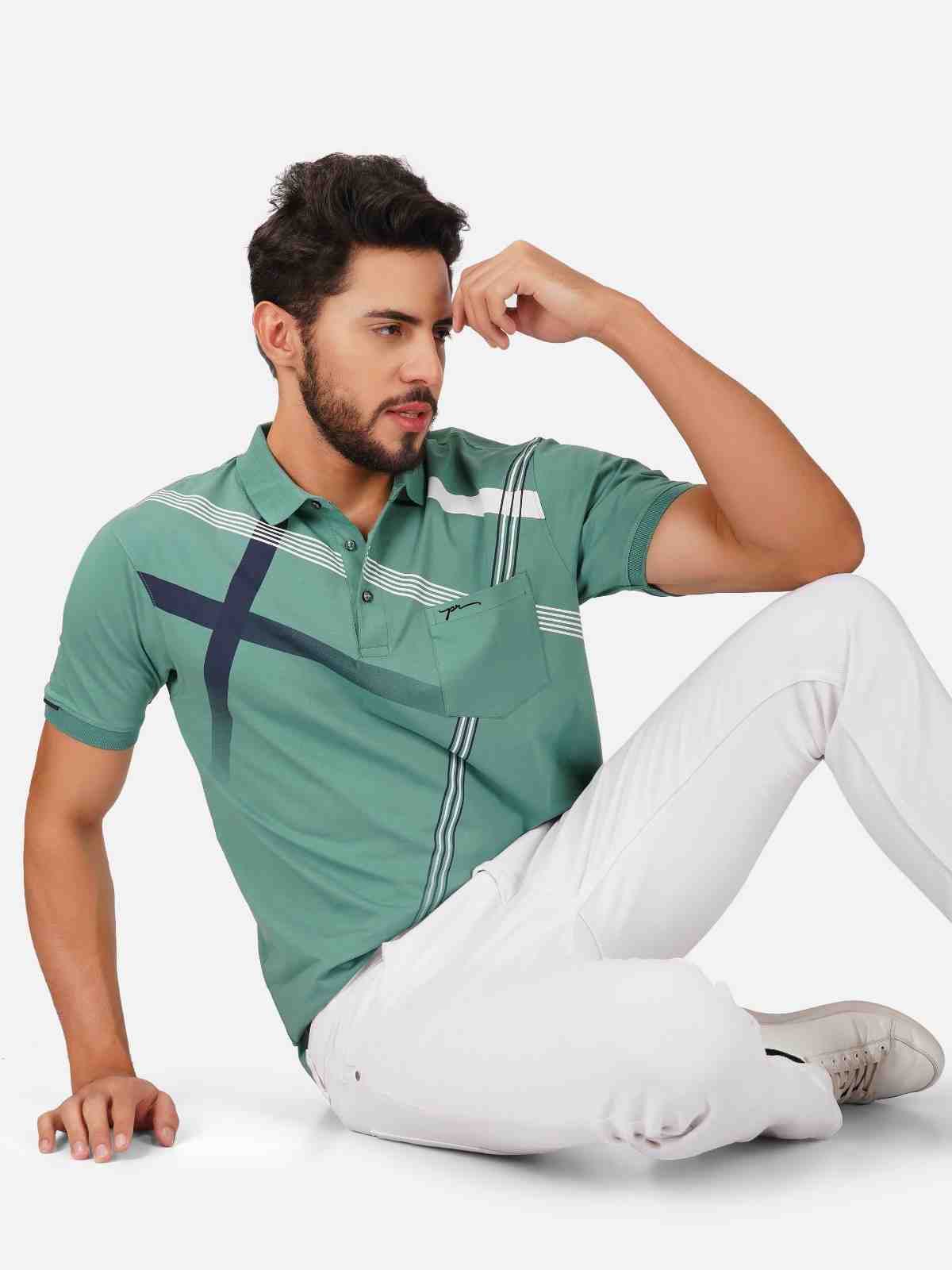 Men's Polo Printed Tshirt with Pocket