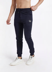 Men Navy Solid Slim Fit Casual Jogger Pant