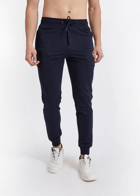 Men Navy Solid Slim Fit Casual Jogger Pant