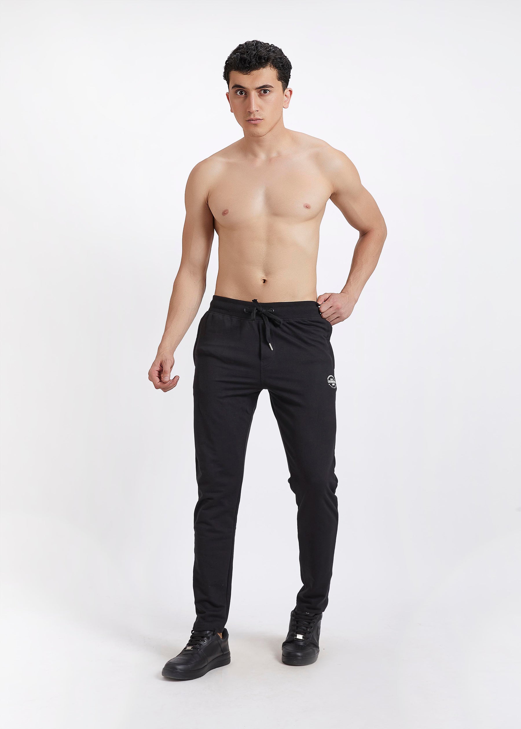 Men Black Slim Fit Casual Track Pant