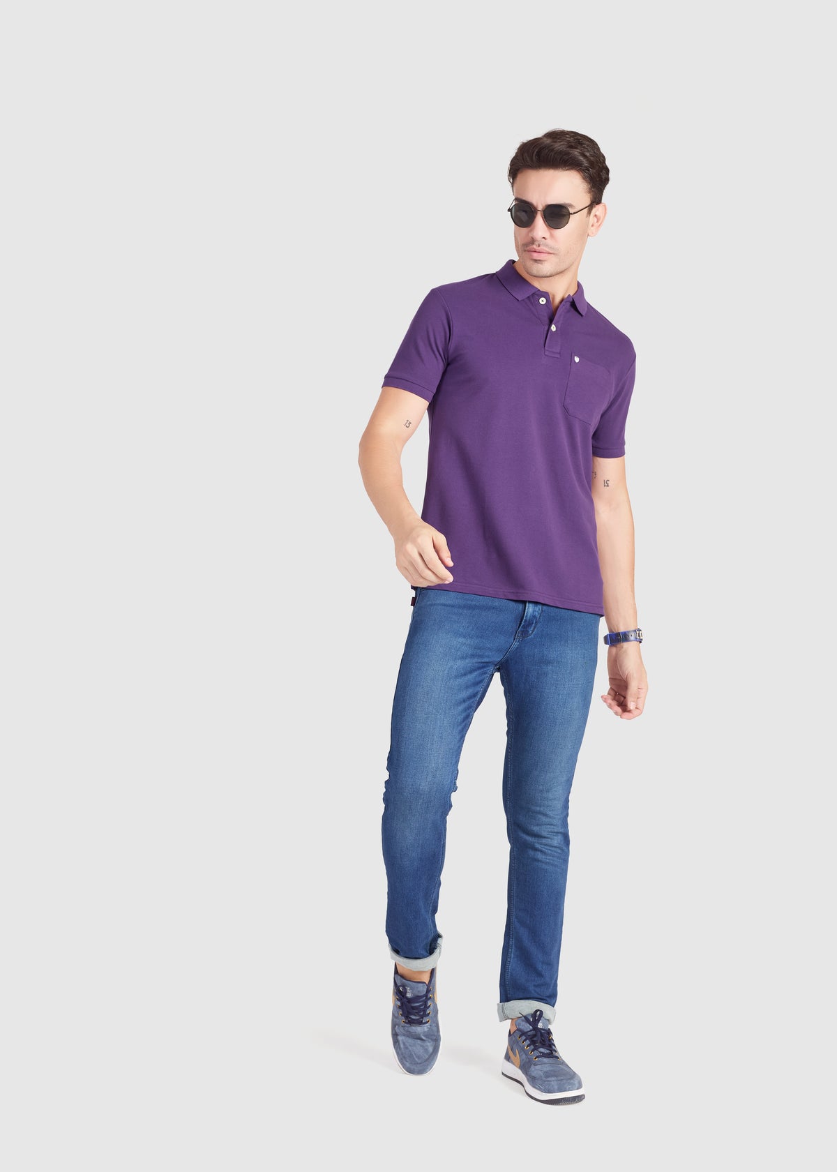 Polo With Pocket - Purple