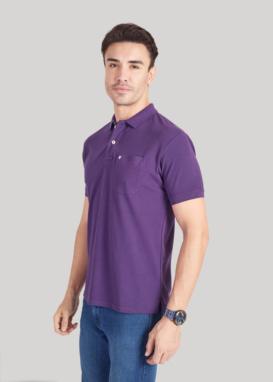 Vibrant Purple Pocket Polo New-Purple