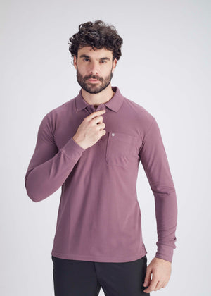 Solid Full Sleeve Pocket Polo - Mauve