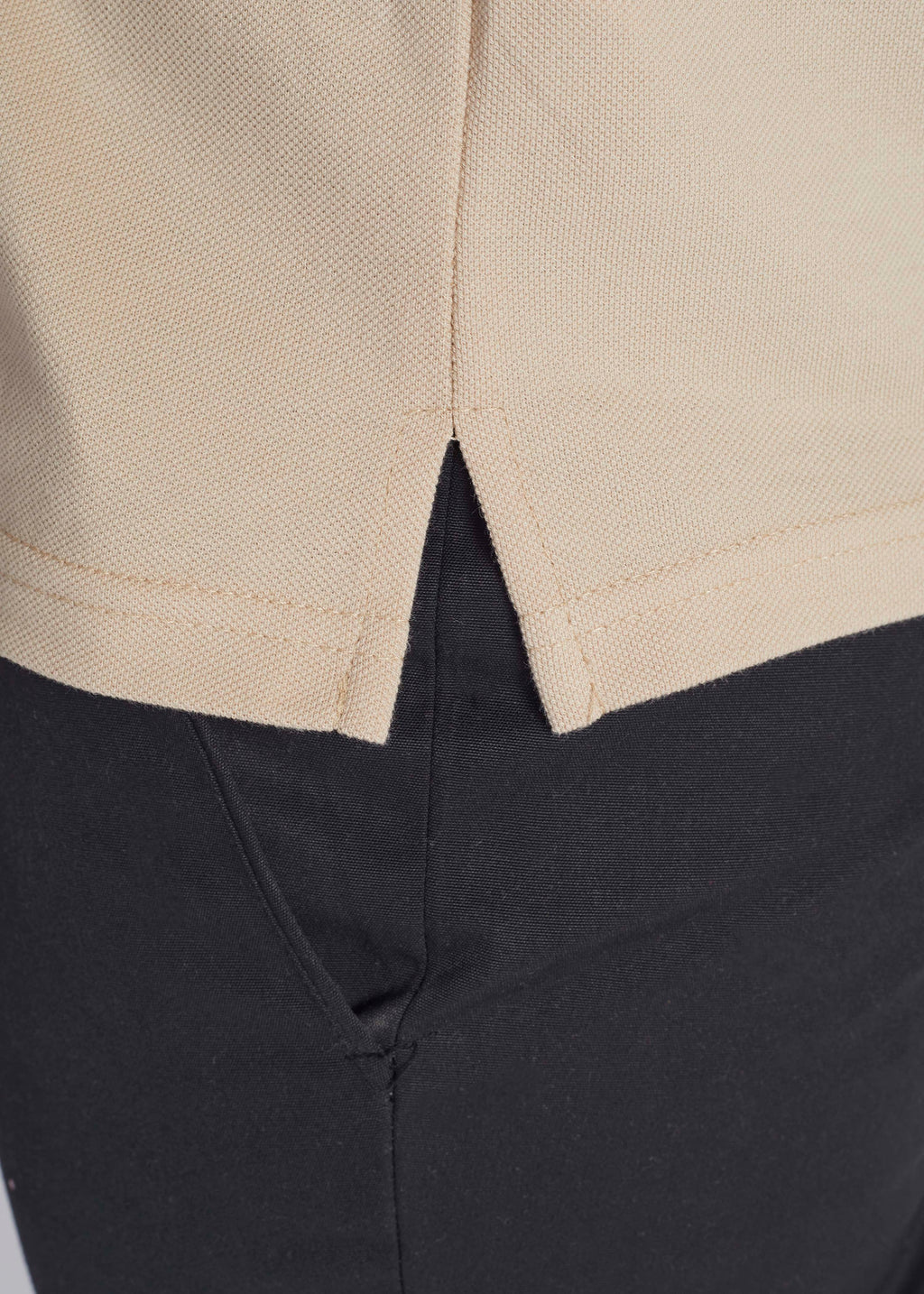 Long Sleeve Pocket Polo - Beige